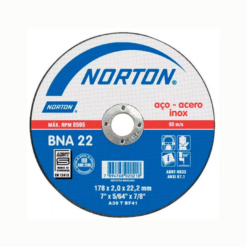 Disco De Corte Norton 7 X 2 0 X 7 8 Bna 22 LF M quinas E disco-de-corte-norton-7-x-2-0-x-7-8-bna-22-lf-m-quinas-e
