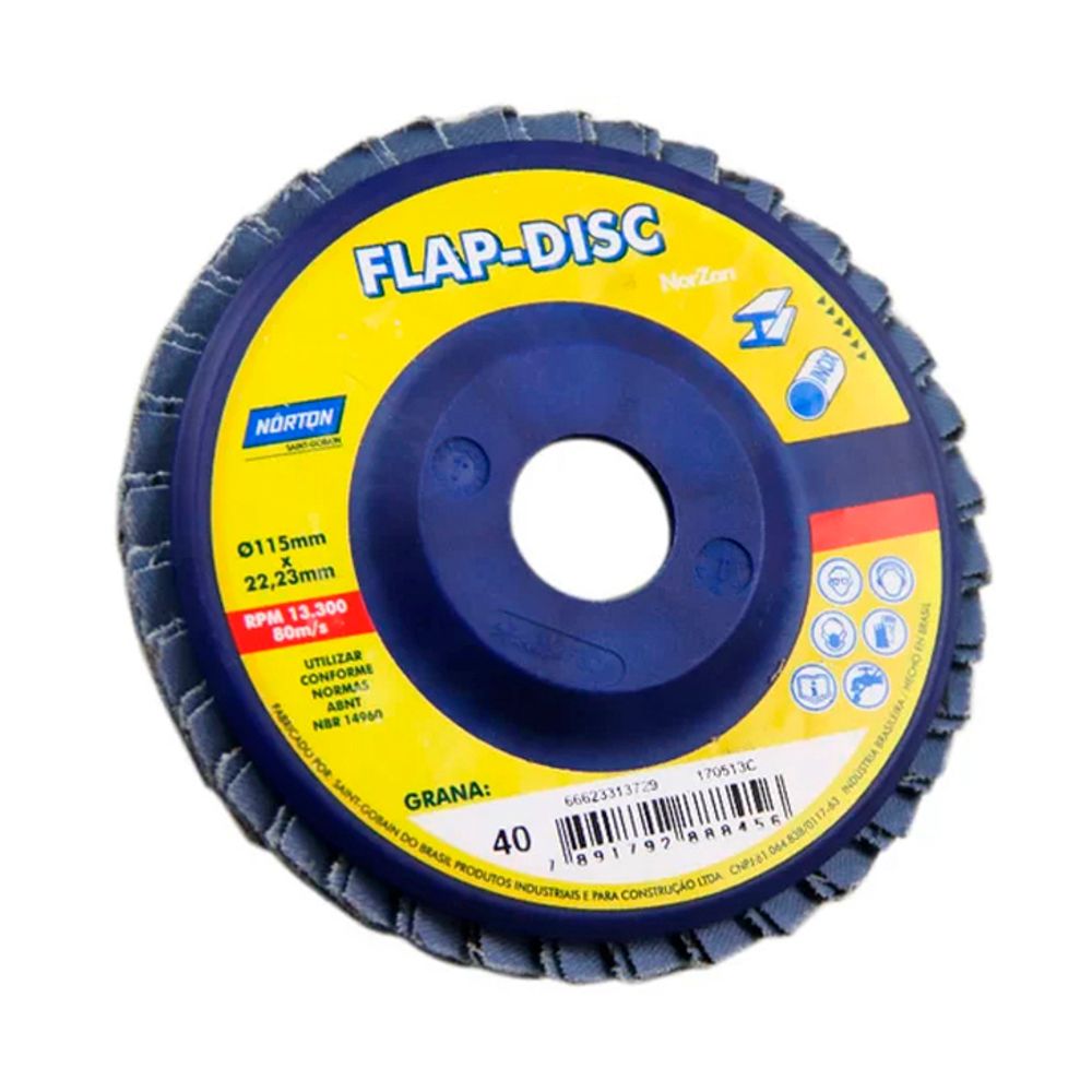 Disco Lixa Flapdisc 4.1/2" Norton R822 40 lfmaquinaseferramentas
