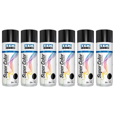 kit-6-tintas-spray-preto-brilhante-tekbond-super-color-350ml