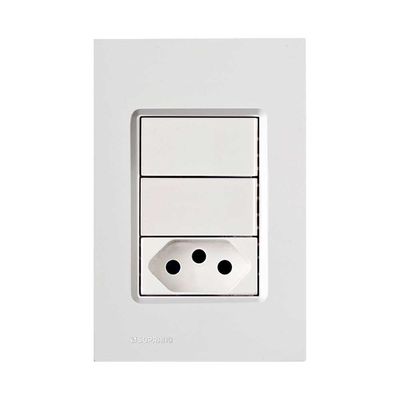 Conjunto-Montado-4X2-Tomada-2P-T-10A-Delta-Mondo-Soprano-Branco